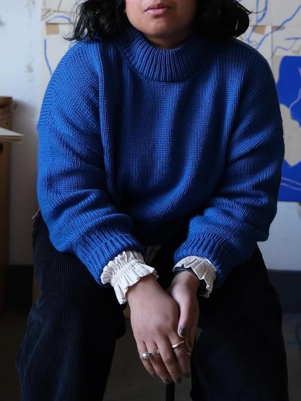 Jaggery London Mar Jumper in Azul Highland Wool